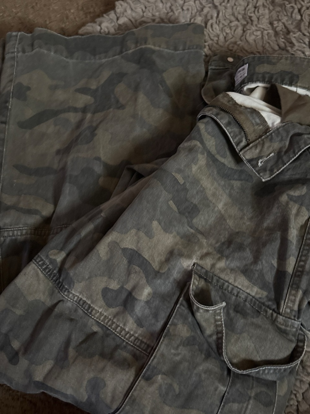 Cotton On Body Women's Flare Jeans in Camouflage Green